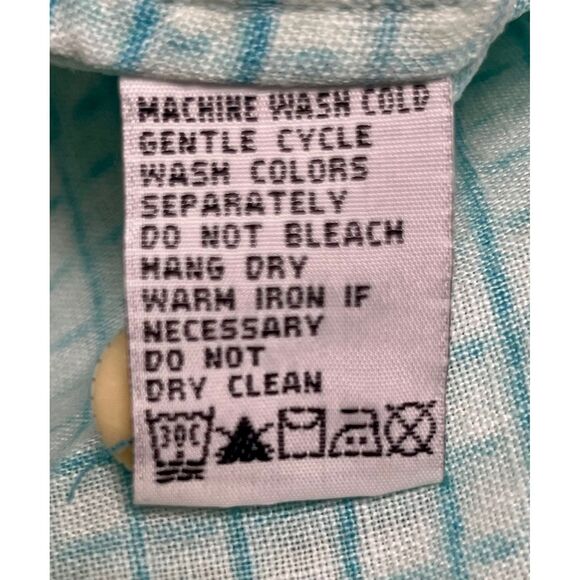 Tommy Bahama 100% Linen Turquoise Plaid Long Sleeve Shirt, Sz XXL - Picture 9 of 11